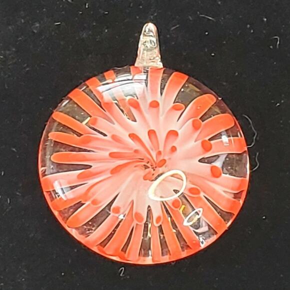 None and/or Unknown Jewelry - Vtg Style Murano Glass Pendant Red Pink Starburst Italian Art Jewelry 1.5"